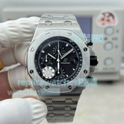 OMF Swiss Clone Audemars Piguet Royal Oak Offshore 3126 Chronograph Black Dial Steel Watch 